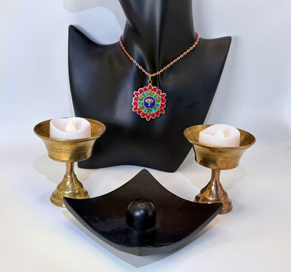 Shaman Gift Set: Incense, Solar Prayer Wheel, Candle Holder, Necklace, Pendant, Gift